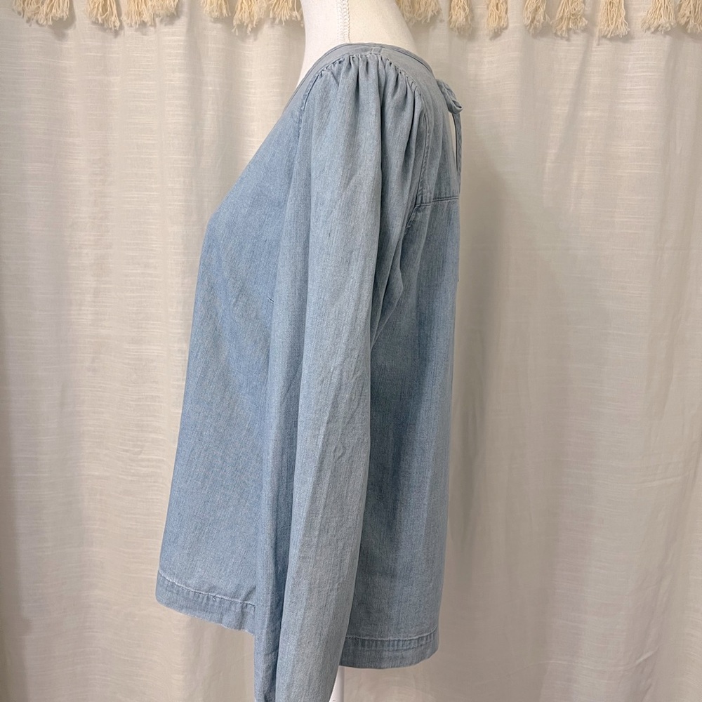 Madewell Denim Tie Back Long Sleeve in Aurea Wash - Picture 2 of 5